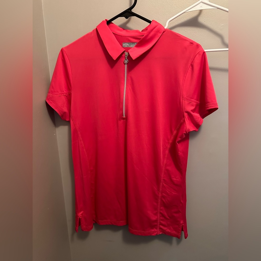 Callaway Women’s golf shirt. With zipper. Hot pink.